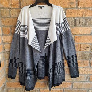 slonl Womens Cashmere Angora Blend Open Front Cardigan Gray Black White Size S